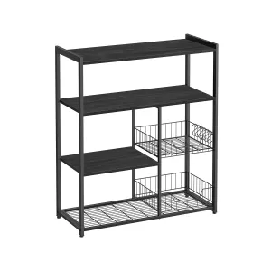 Rootz Cake Rack with Hooks - Baking Stand - Storage Organizer - Chipboard and Steel - 35cm x 80cm x 95cm - Anthracite Gray-Ink Black - 11.8kg - 20kg Capacity - 10kg Capacity - Easy Assembly