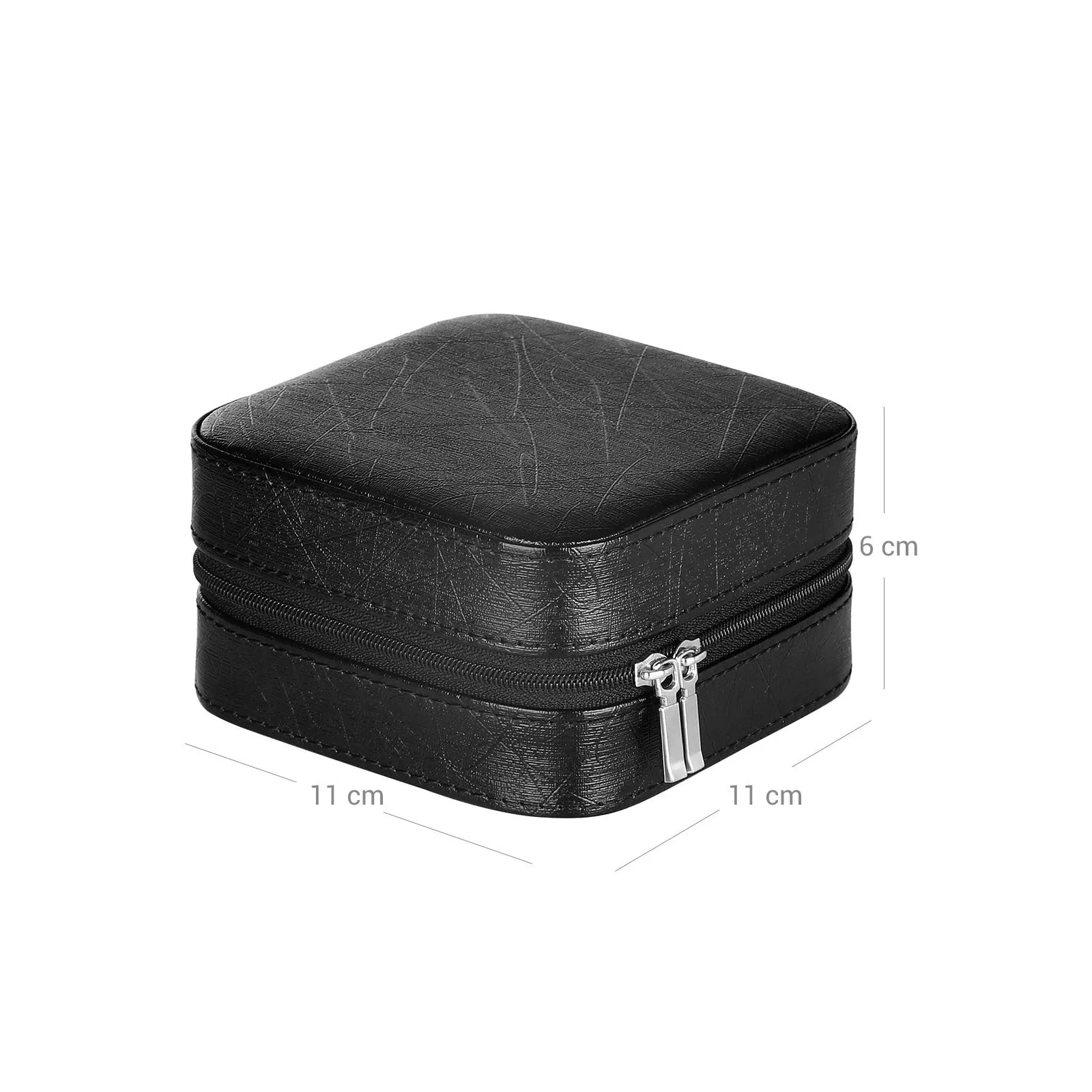 Rootz Jewelry Box - Travel Organizer - Jewelry Storage Case - Compact and Lightweight - Stylish Design - Keeps Jewelry Neat and Tangle-Free - PU Material - 11cm x 11cm x 6cm