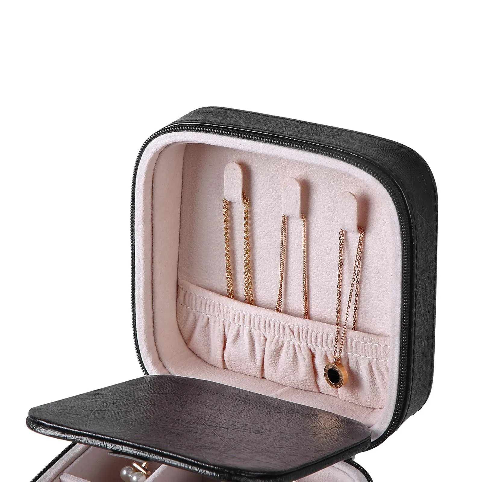 Rootz Jewelry Box - Travel Organizer - Jewelry Storage Case - Compact and Lightweight - Stylish Design - Keeps Jewelry Neat and Tangle-Free - PU Material - 11cm x 11cm x 6cm