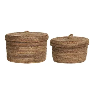 Rootz Natural Banana Leaf Baskets - Seagrass Storage Baskets - Handwoven Decorative Baskets - 2124cm x 2124cm x 1416cm