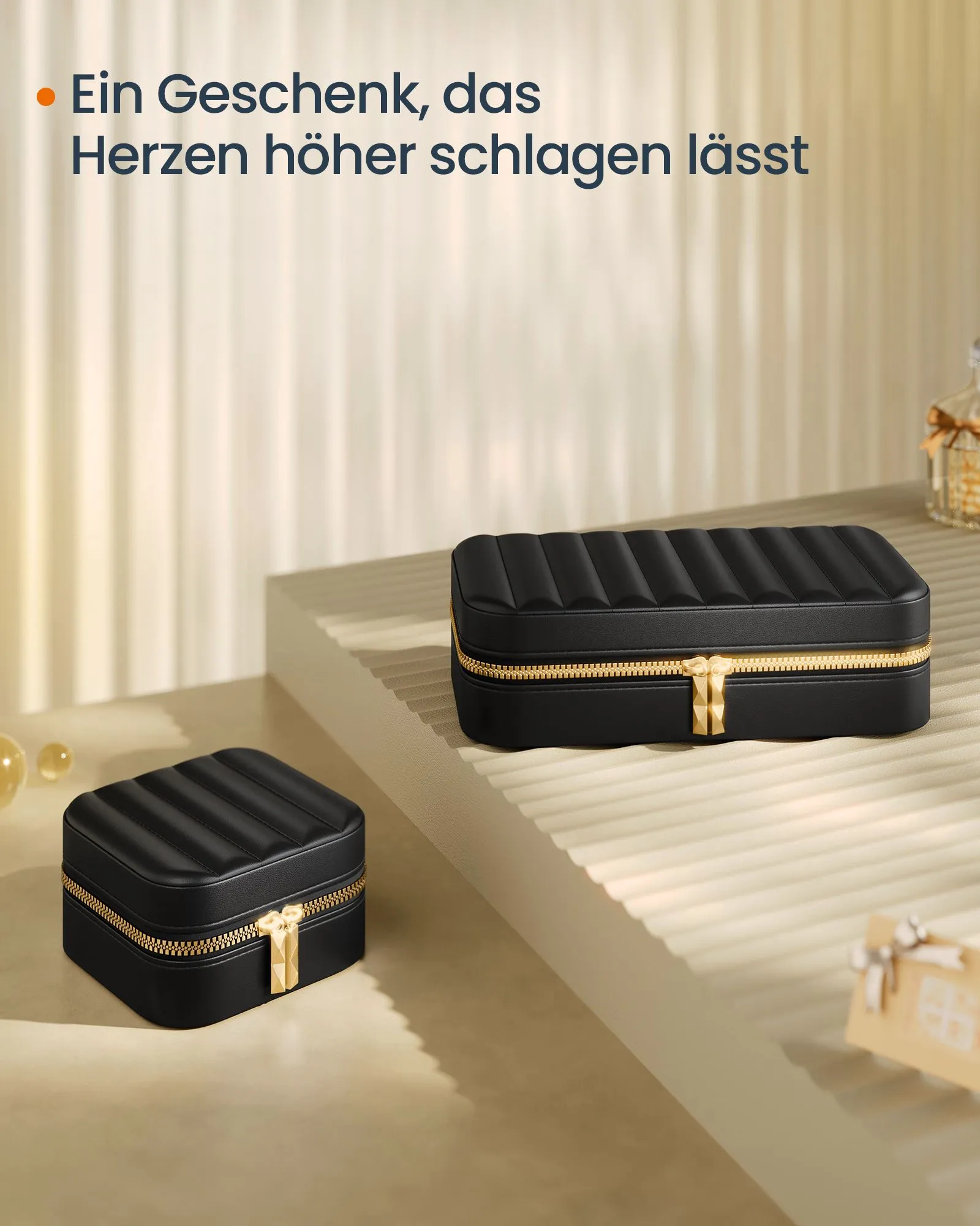 Rootz Travel Jewelry Box with Mirror - Storage Case - Jewelry Organizer - PU Leather - 10.5cm x 10.5cm x 6cm