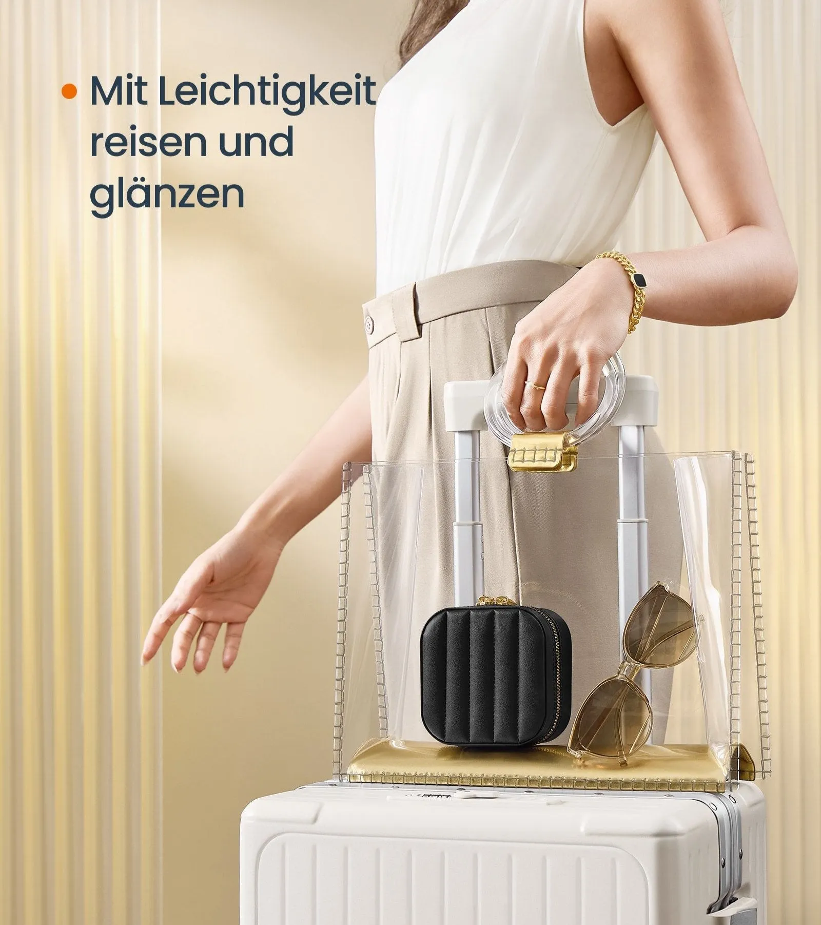 Rootz Travel Jewelry Box with Mirror - Storage Case - Jewelry Organizer - PU Leather - 10.5cm x 10.5cm x 6cm
