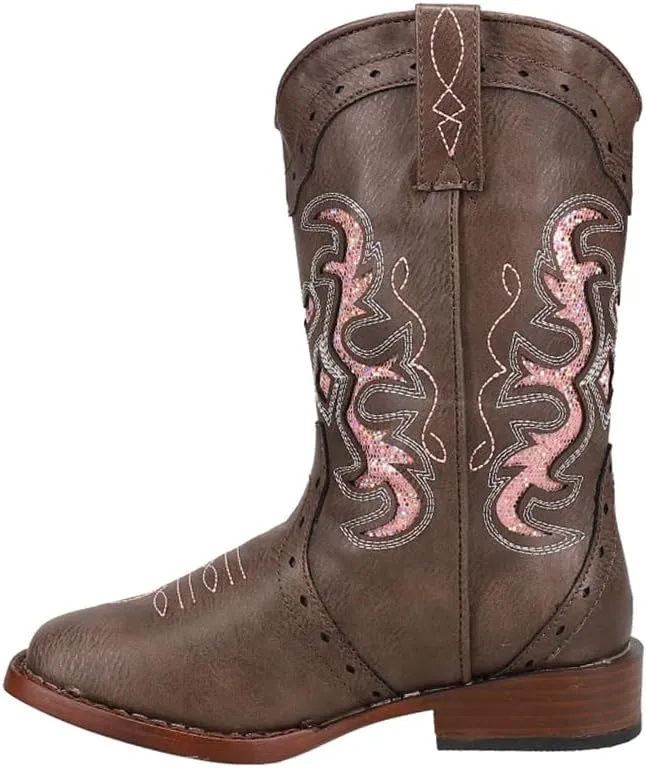 ROPER Kids Girls Lexi Rhinestone Square Toe Casual Boots Mid Calf - Brown