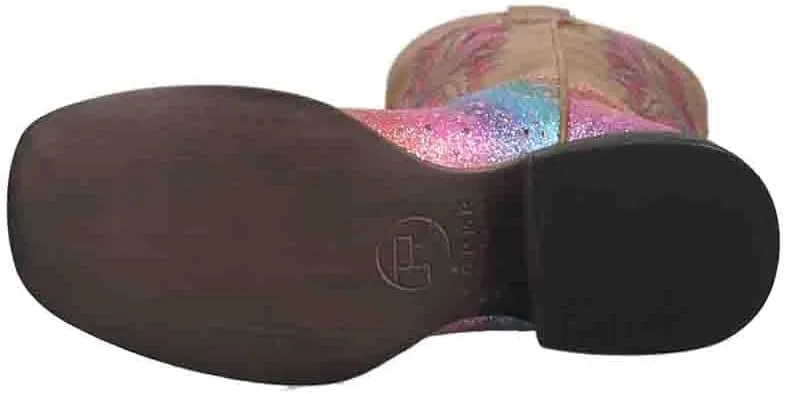 ROPER Kids Girls Rainbow Glitter Square Toe Casual Boots Mid Calf - Brown, Multi
