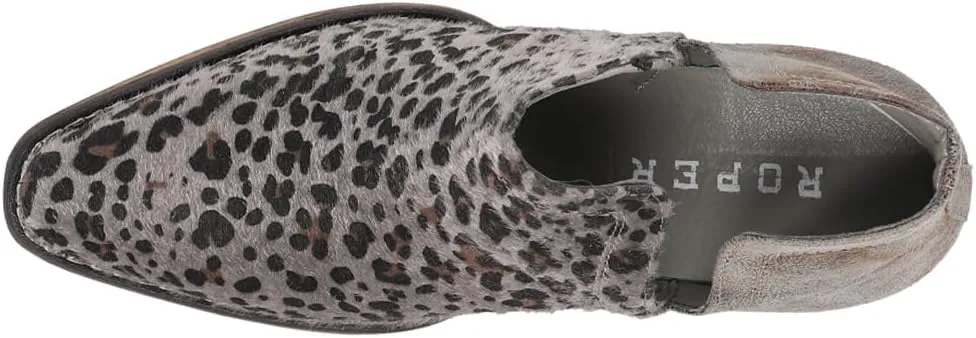 ROPER Womens Ava Leopard Snip Toe Casual Boots Ankle Low Heel 1-2" - Grey