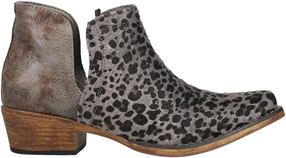 ROPER Womens Ava Leopard Snip Toe Casual Boots Ankle Low Heel 1-2" - Grey