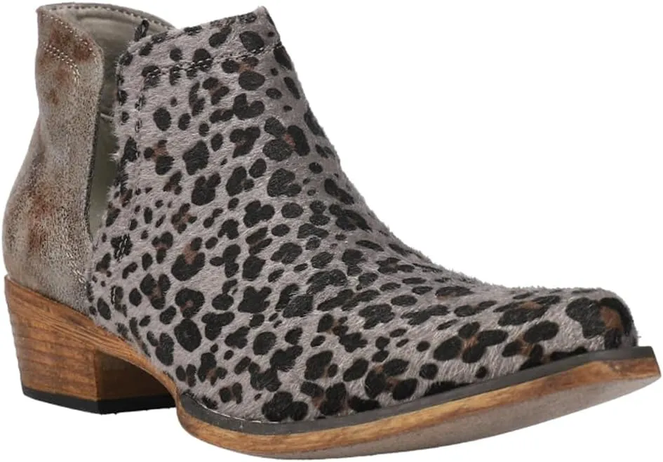 ROPER Womens Ava Leopard Snip Toe Casual Boots Ankle Low Heel 1-2" - Grey