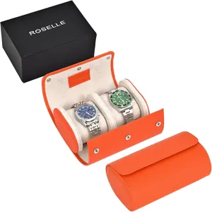 ROSELLE Genuine Leather Watch Roll Travel Case - Watch Roll Case For 2 Watches With Luxury Lining - Protect, Travel,Store and Display Fine Watches