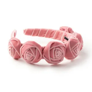 Rosette Velvet Headband - Mauve | Elegant Soft Velvet Accessory with Hand-Crafted Rosettes | Comfortable & Secure Fit with Rubberized Teeth | Perfect for Special Occasions & Everyday Wear