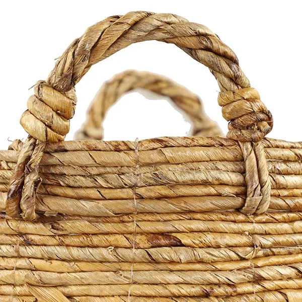 Round Banana Leaf Storage Baskets with Tassels, Set of 3