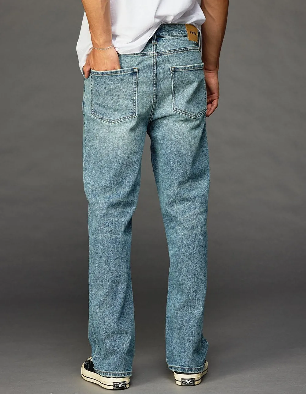Rsq Mens Straight Medium Wash Denim Jeans