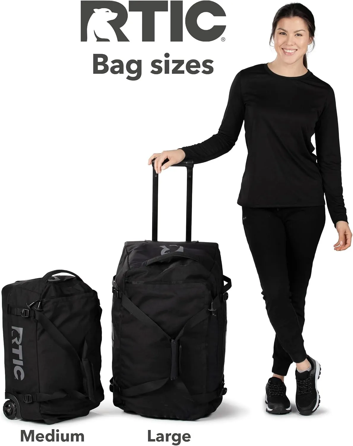 RTIC Road Trip Rolling Duffle Bag with Wheels for Men and Women, Traveling Tote for Camp, Travel, Gym, Weekender, Camping, Overnight Carry On, Sports, Spacious, Water Resistant, Medium, Trailblazer