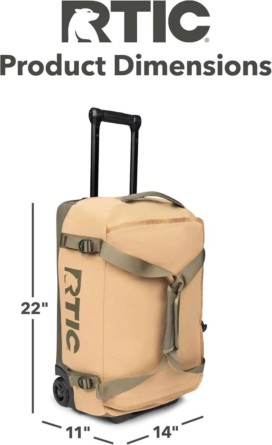RTIC Road Trip Rolling Duffle Bag with Wheels for Men and Women, Traveling Tote for Camp, Travel, Gym, Weekender, Camping, Overnight Carry On, Sports, Spacious, Water Resistant, Medium, Trailblazer