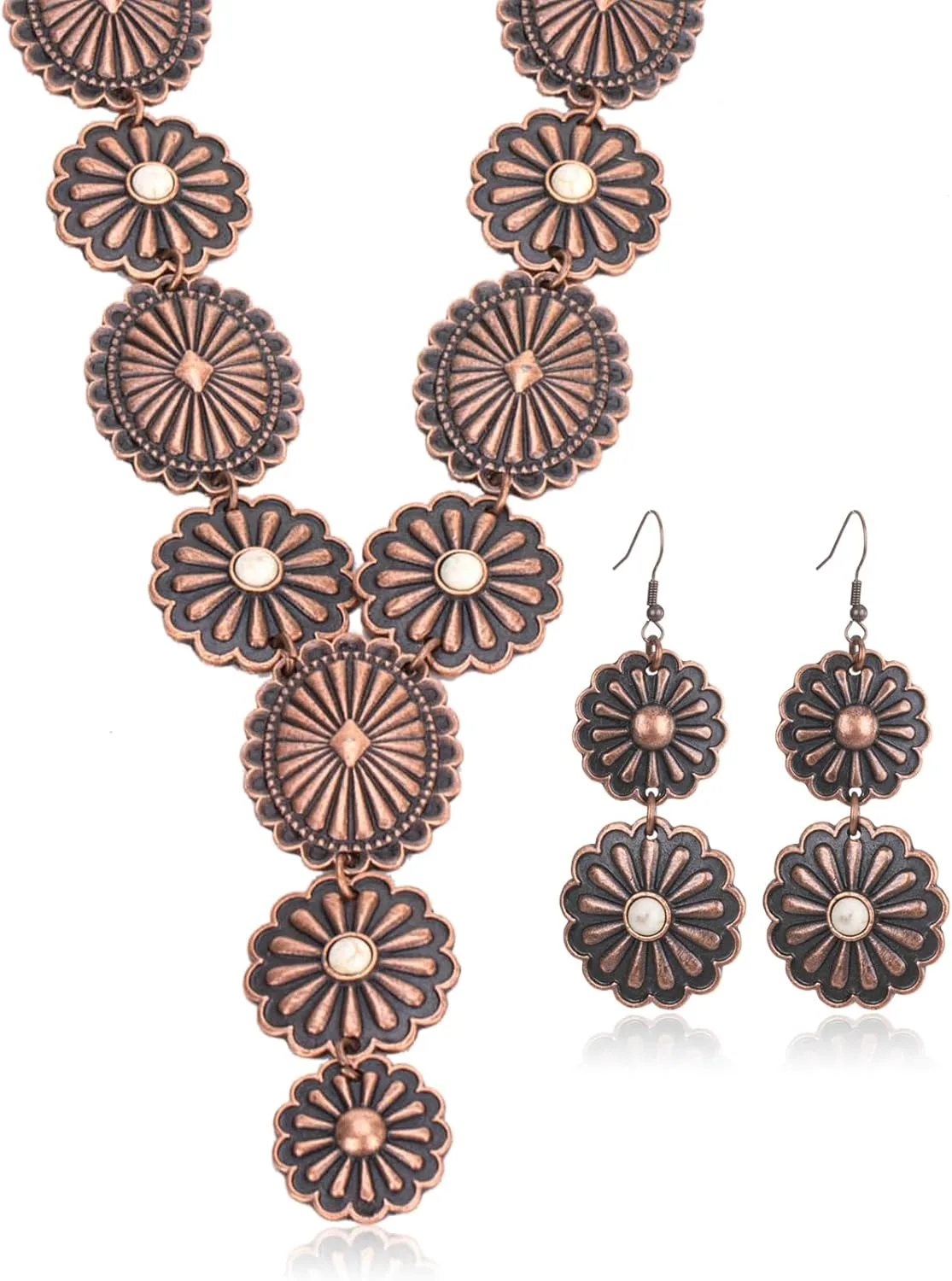 Rustic Couture's Western Necklace Earrings Jewelry Set for Women