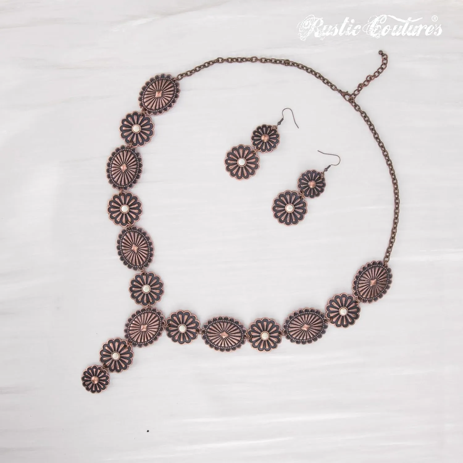 Rustic Couture's Western Necklace Earrings Jewelry Set for Women