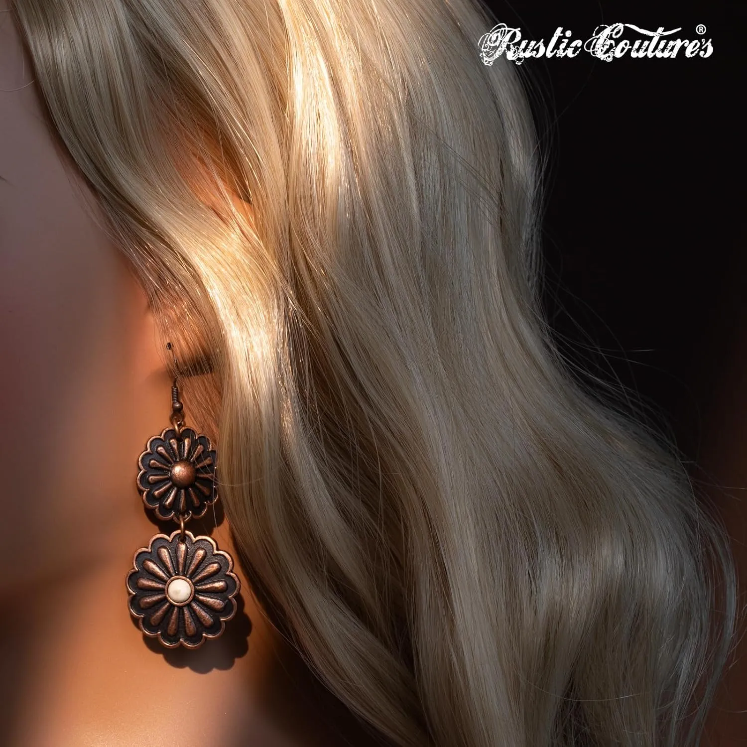 Rustic Couture's Western Necklace Earrings Jewelry Set for Women