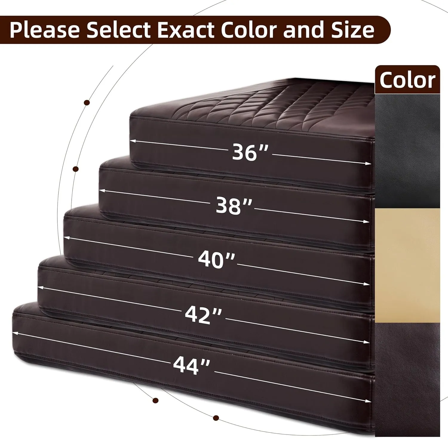 RV Dinette Cushions,2 Sets of PU Leather Replacement Camper Cushions Includes 2 Booth Seats and 2 Backrests for RV,Camper,Trailer Bed (Brown,38")