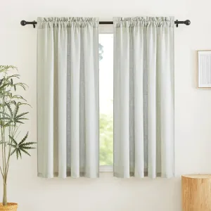 RYB HOME Sage Linen Curtains 63 Inch Length for Bedroom 2 Panels Light Filtering Privacy Semi Sheer Curtains for Kids Room Livingroom Rod Pocket Window Panels Country Farmhouse 52x63 Long