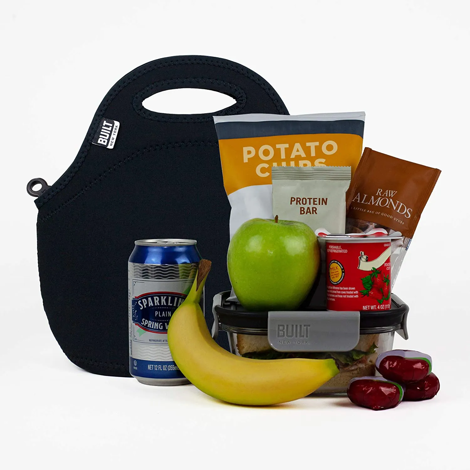 Rynx | Built Gourmet Getaway Soft Neoprene Lunch Tote Bag - Lightweight, Insulated And Reusable Black Lb31-Blk