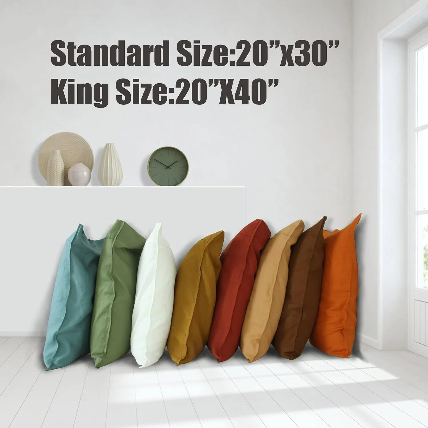 S VICTORY SYMBOL 100% Organic Linen Pillowcases King Size Set of 2,French Natural Linen Soft Durable Pillowshams Pinecone Brown,20"x40"