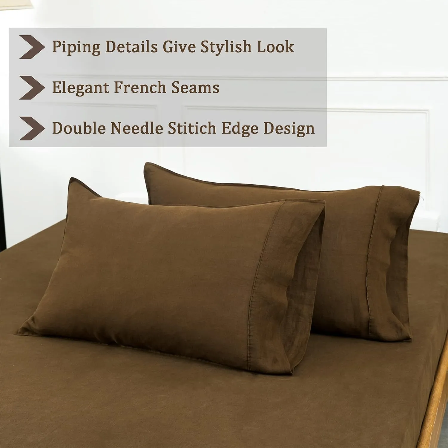S VICTORY SYMBOL 100% Organic Linen Pillowcases King Size Set of 2,French Natural Linen Soft Durable Pillowshams Pinecone Brown,20"x40"