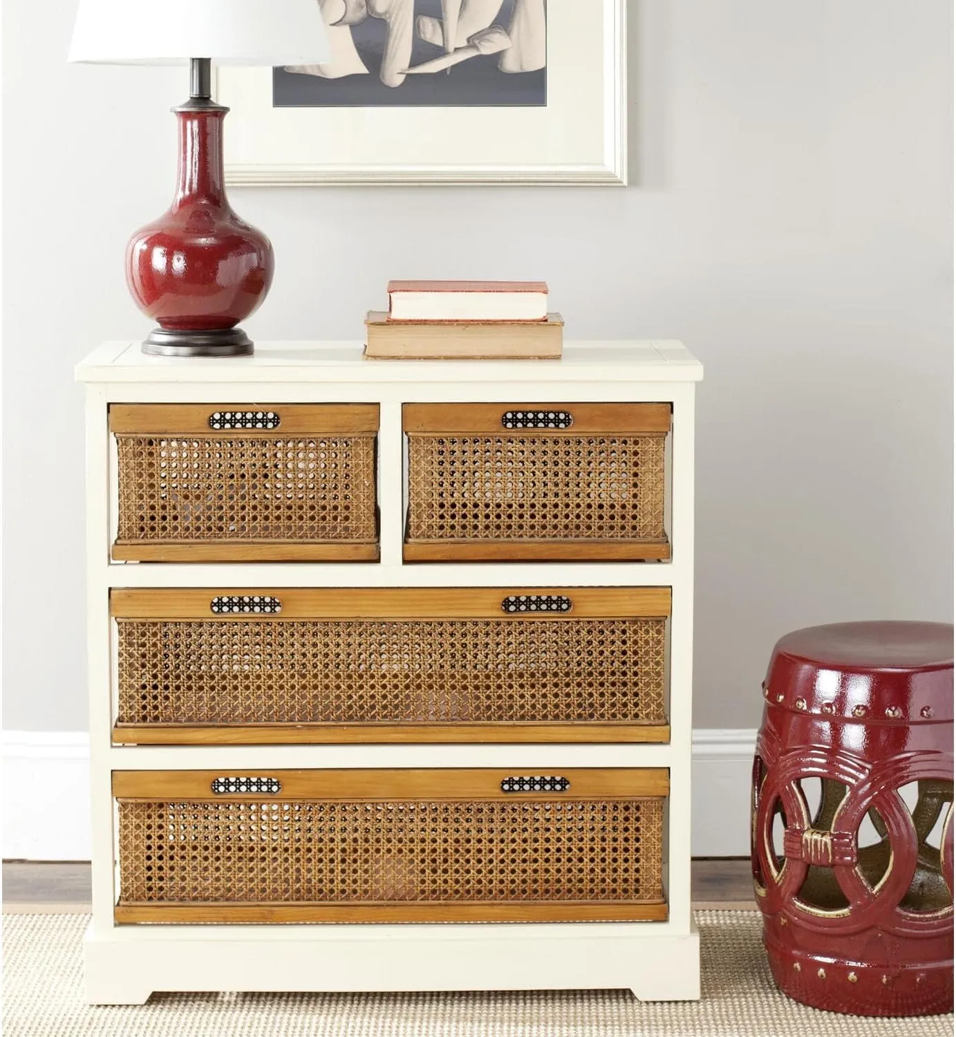 Safavieh American Homes Collection Jackson Barley and Cane 4-Drawer Storage Cabinet