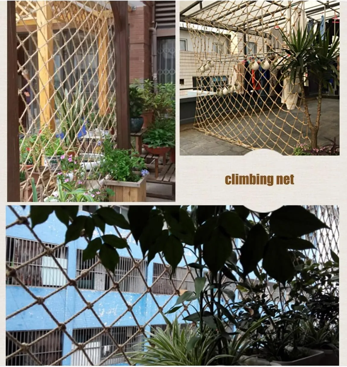 Safety Hemp Rope Nets Heavy Truck Trailer Nets Balcony Fences Outdoor Patio Decoration Mesh Playground Isolation Nets Tree House Plants Climbing climbing net for outdoor Balcony protection hemp rope n
