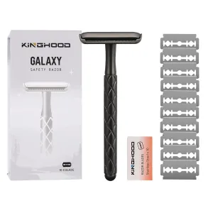 Safety Razor - Single Blade, Eco-Friendly, Double Edge, Closed Comb, Brass, Reusable (Black)