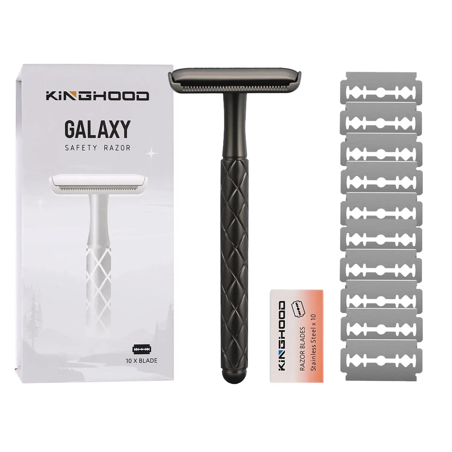 Safety Razor - Single Blade, Eco-Friendly, Double Edge, Closed Comb, Brass, Reusable (Black)