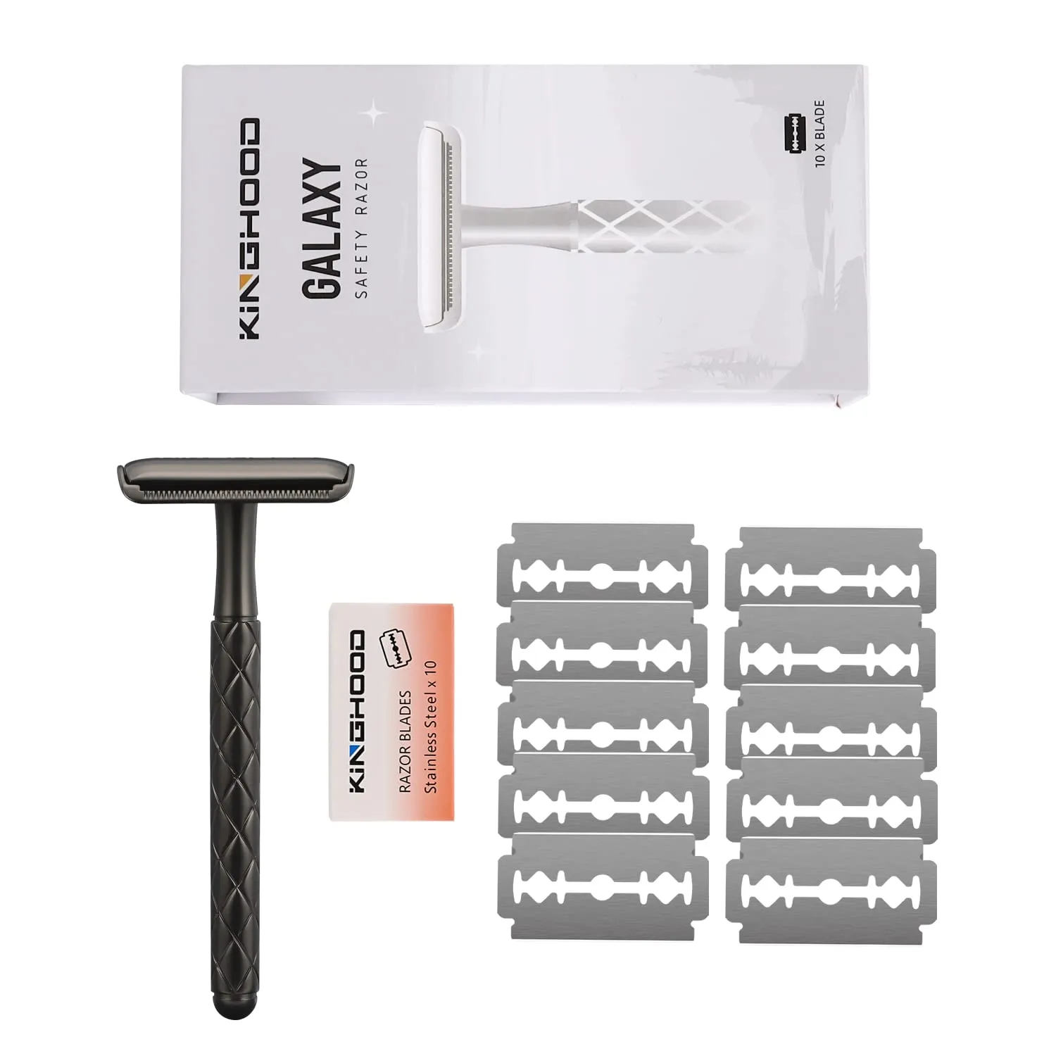 Safety Razor - Single Blade, Eco-Friendly, Double Edge, Closed Comb, Brass, Reusable (Black)