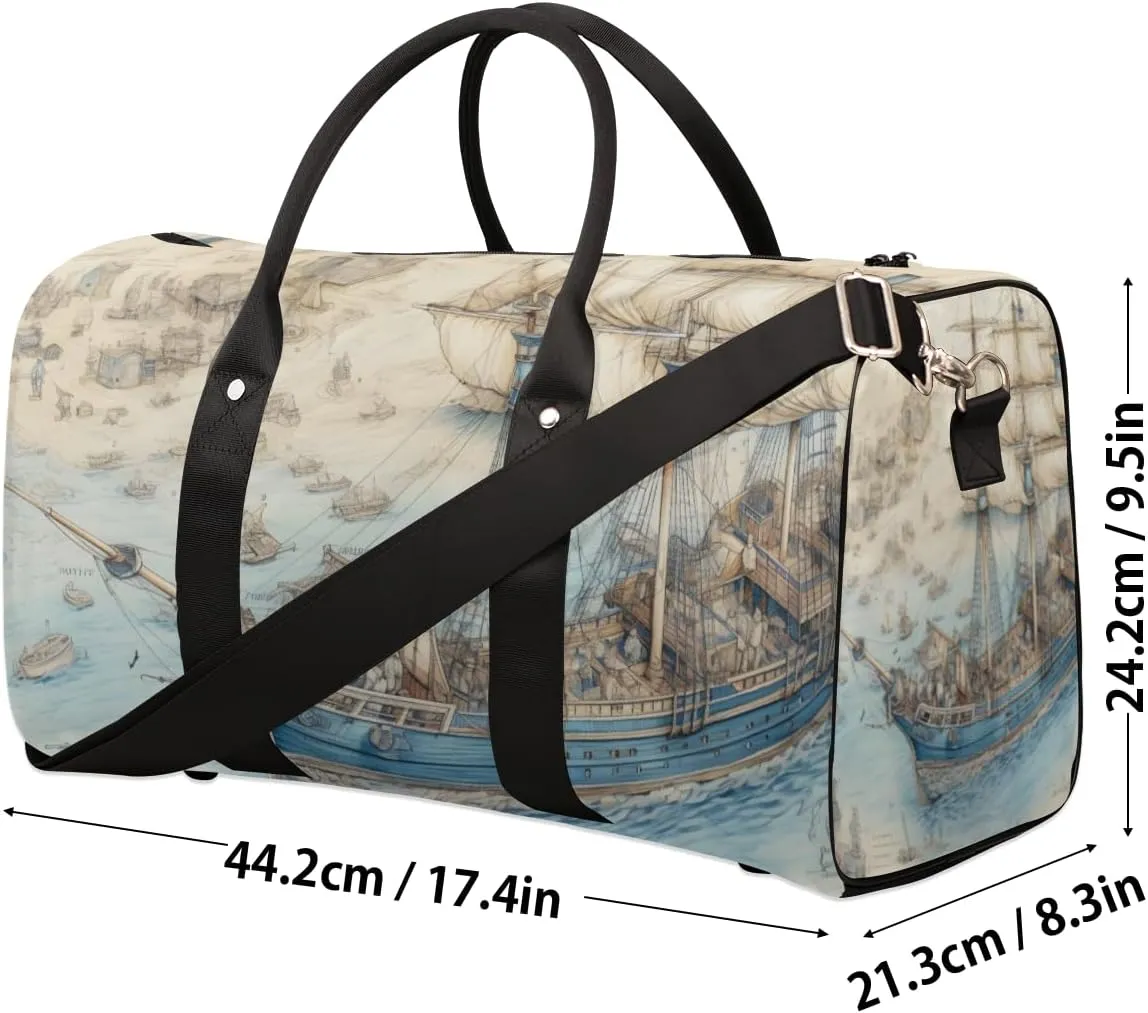 Sailboat Sailing Travel Duffle Bag for Women Men Gym Duffel Foldable Bag Waterproof Weekender Fantasy Ocean Duffle Tote
