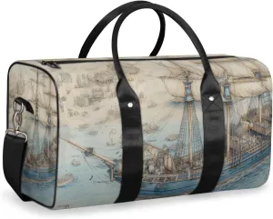 Sailboat Sailing Travel Duffle Bag for Women Men Gym Duffel Foldable Bag Waterproof Weekender Fantasy Ocean Duffle Tote