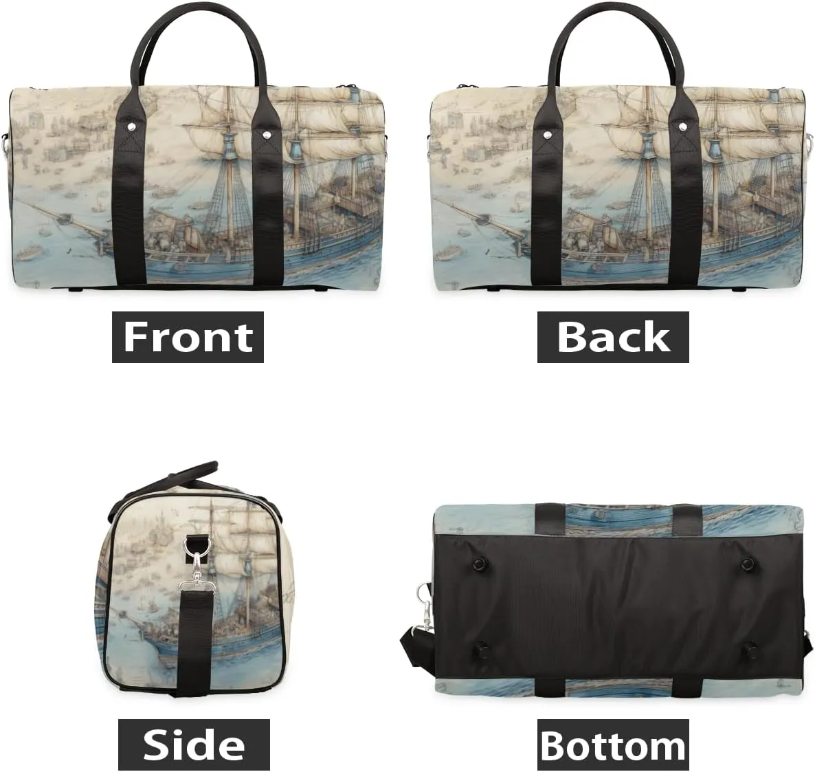 Sailboat Sailing Travel Duffle Bag for Women Men Gym Duffel Foldable Bag Waterproof Weekender Fantasy Ocean Duffle Tote