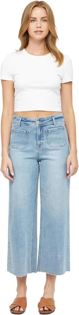 SALT TREE Mica Denim - Cropped Wide Leg with Front Pocket Jeans - MBE-W604