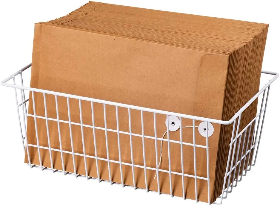 SANNO Freezer Baskets Pantry Storage Bins, Farmhouse Wire Storage Baskets Organizer Storage Bins Large Organizer Bins for Kitchen Organization Storage-Set of 8,White