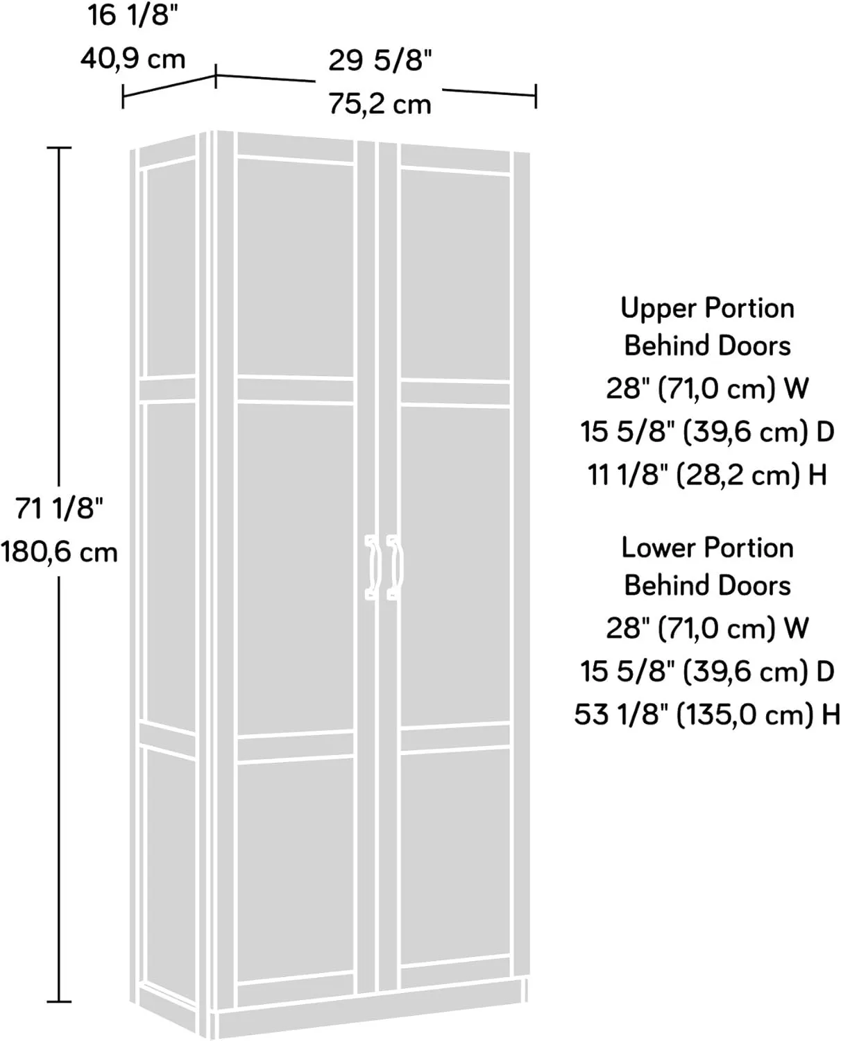 Sauder Select Storage Cabinet, Pantry Cabinet Kitchen Storage with Adjustable Shelves, Bathroom Storage Cabinet, in Silver Sycamore