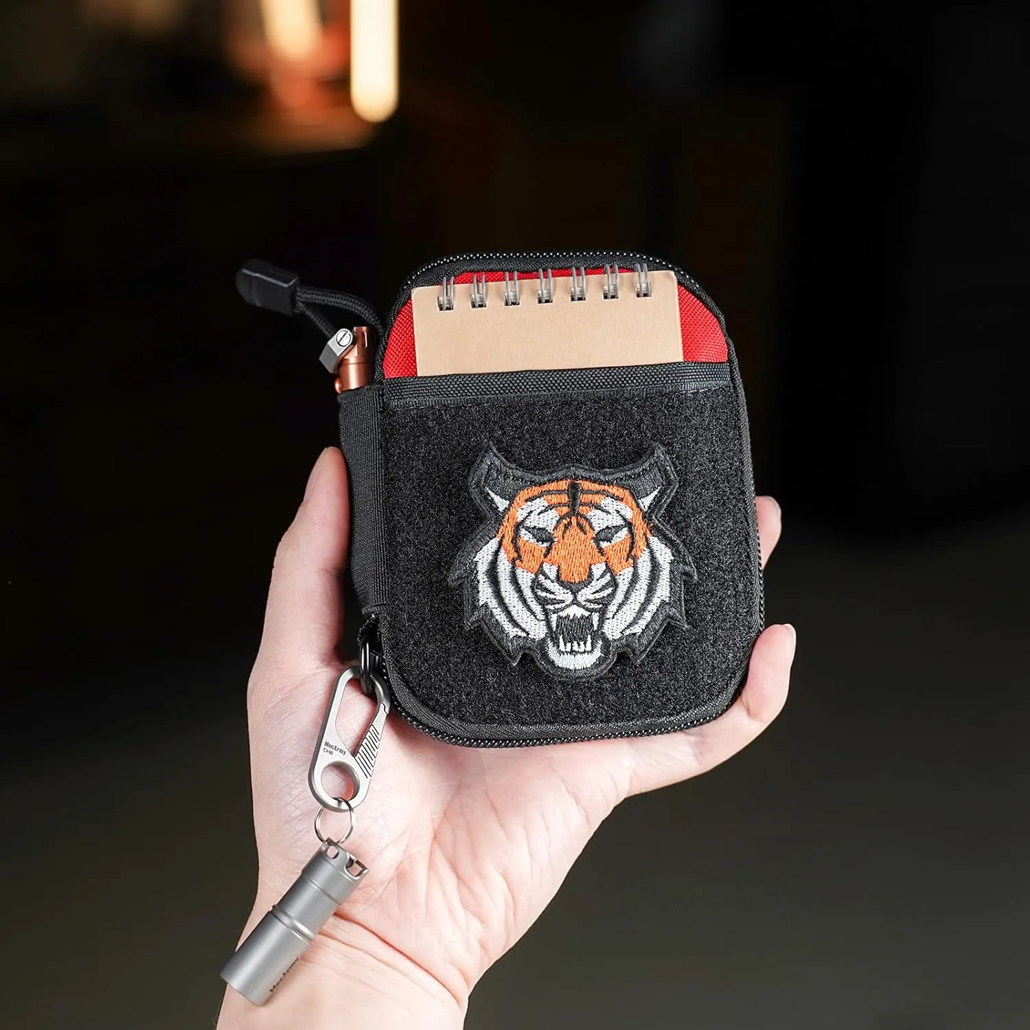 Sayram EDC Pouch, Pocket Organizer, Mighty Pouch for Men, EDC Bags with Patches, Small Tool Pouch with D-Ring