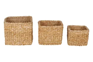 Scarborough Set Of 3 Sea Grass Square Baskets