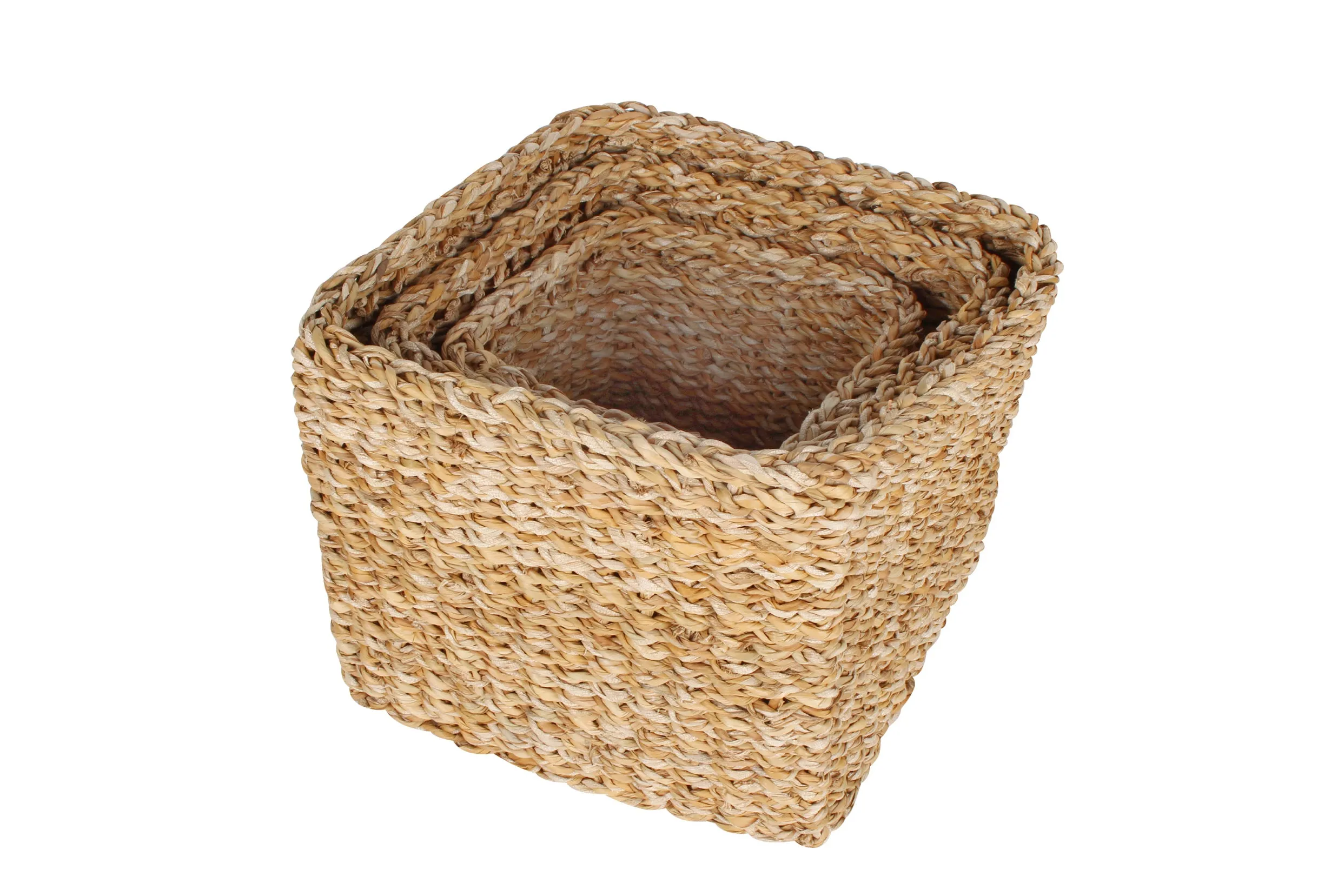 Scarborough Set Of 3 Sea Grass Square Baskets