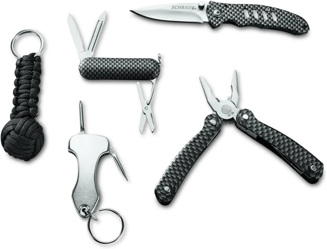 Schrade SCHPROM1636CP 5 pc Liner Lock & Multitool Set