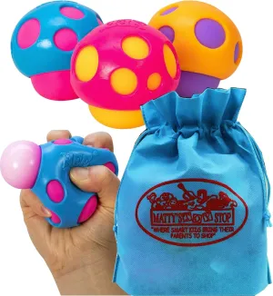 Schylling Groovy Shroom NeeDoh...Groovy Glob Mushrooms! Squishy, Squeezy, Popping, Stretchy Stress Fidget Mushrooms Complete Gift Set Party Bundle with Storage Bag - 3 Pack