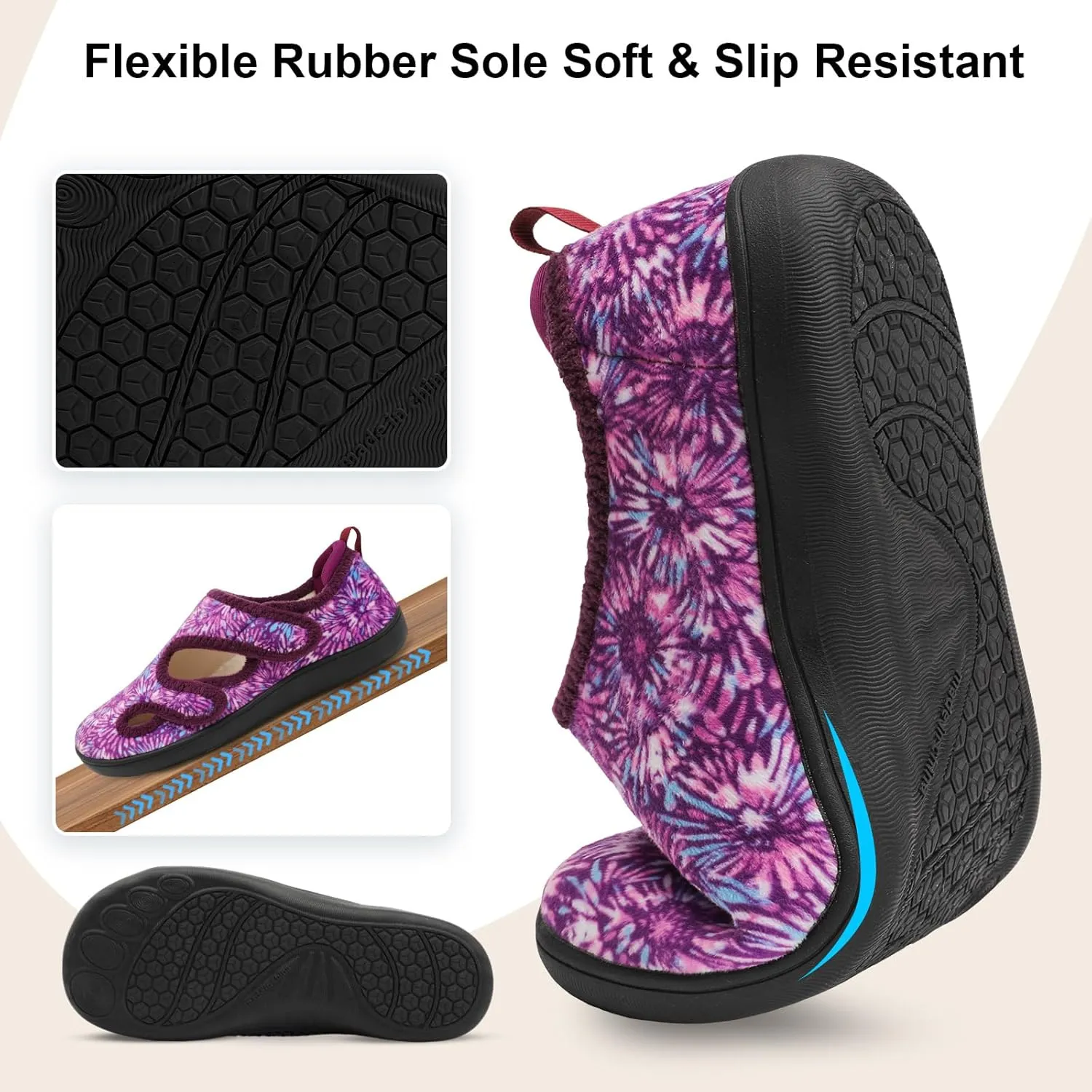 Scurtain Womens Slippers Wide Diabetic Shoes Comfy Neuropathy Bunion Recovery Shoes Casual Walking Shoes Indoor Outdoor Slippers