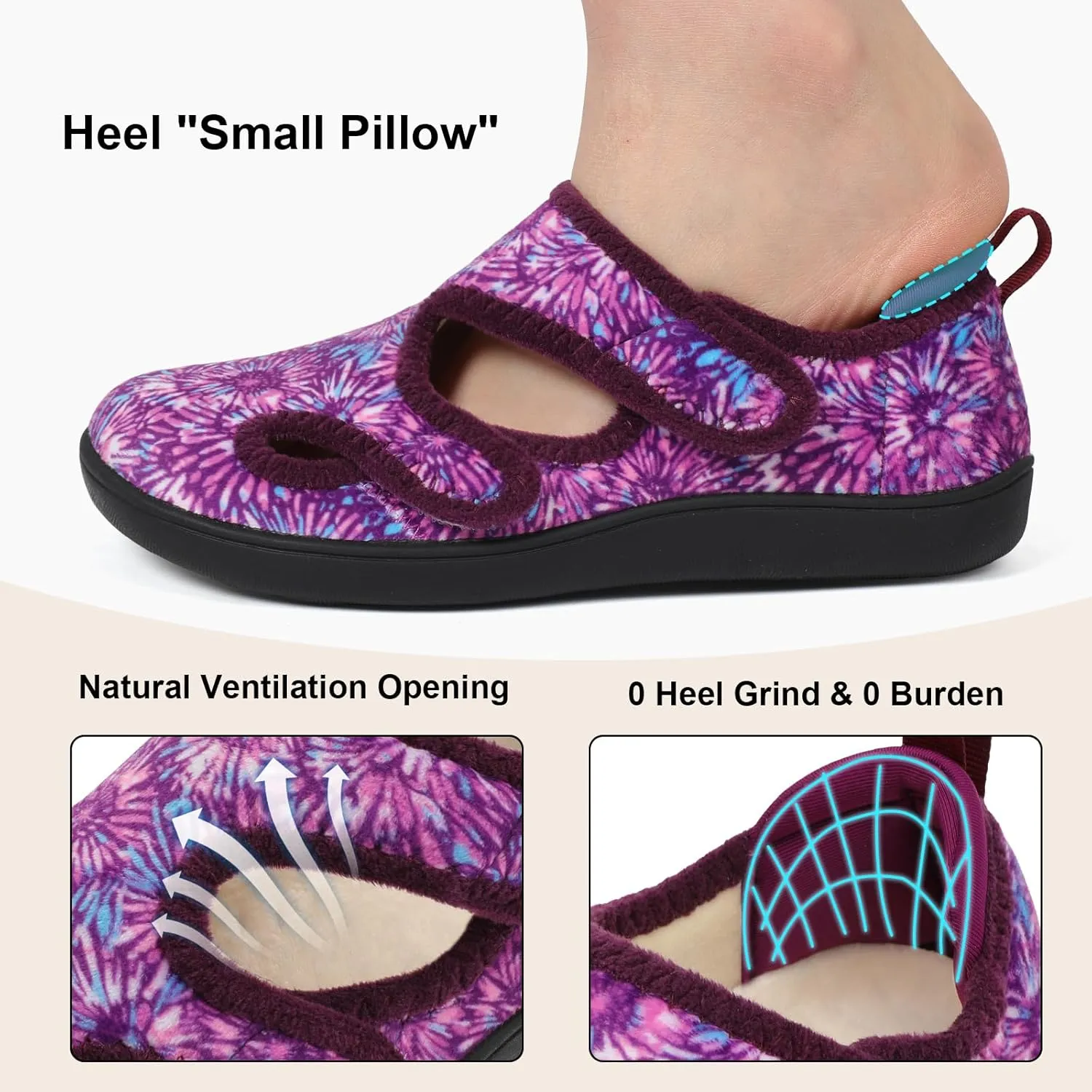 Scurtain Womens Slippers Wide Diabetic Shoes Comfy Neuropathy Bunion Recovery Shoes Casual Walking Shoes Indoor Outdoor Slippers