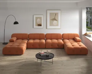 Sectional Sofa, Modular Sectional Couch with Ottomans- U Shaped Couch for Living Room, 6 Seater Sofa Sets,138"(Orange)