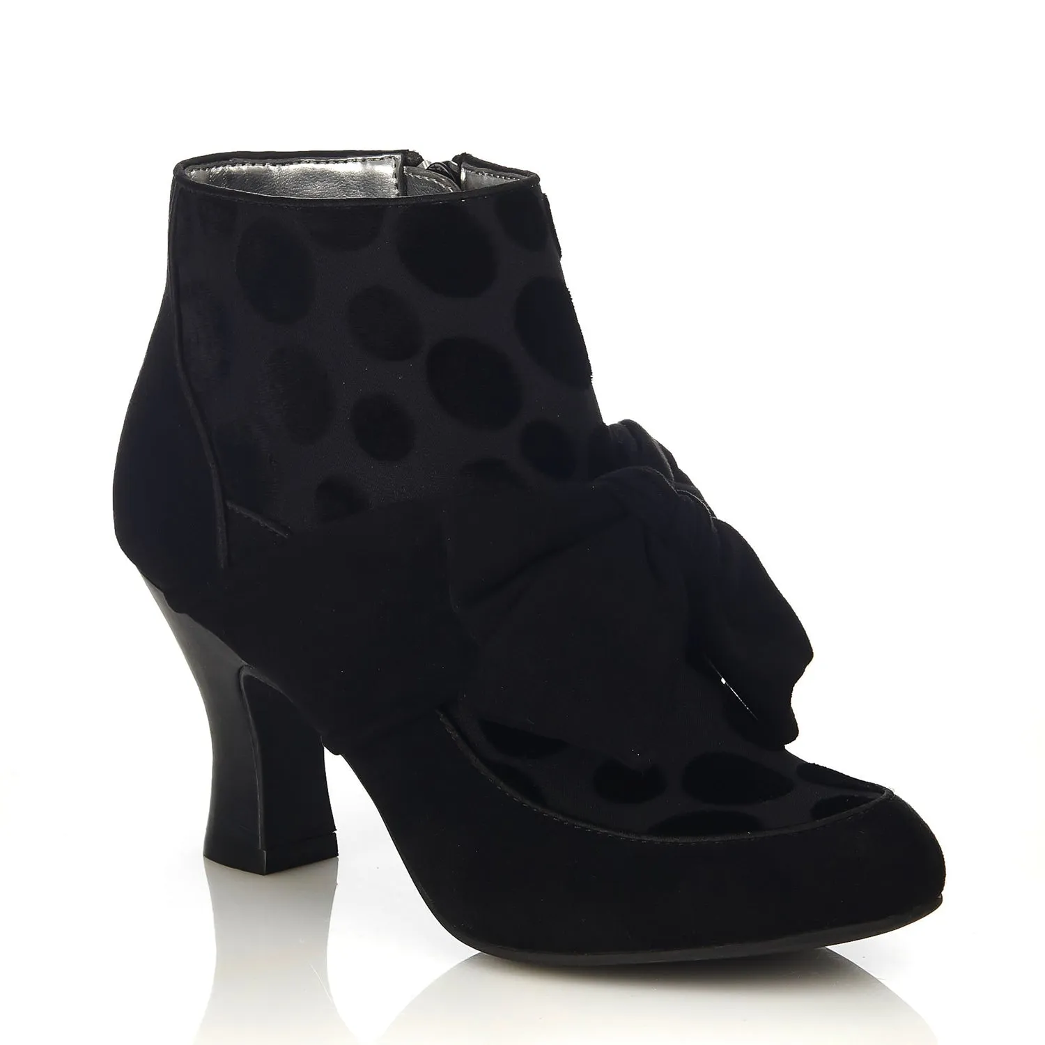 Seren Black Mid Heel Bow Boots by Ruby Shoo