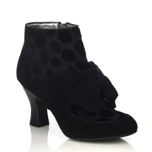 Seren Black Mid Heel Bow Boots by Ruby Shoo
