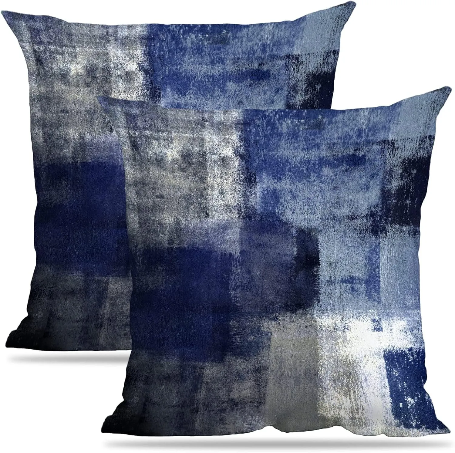 Set of 2 Blue Art Artwork Contemporary Decorative Gray Home Decorative Throw Pillow Covers Cushion Covers for Bedroom Sofa Living Room 18X18 Inches