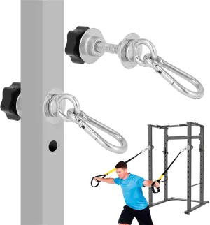 Set of 2 Heavy-Duty Stainless Steel Power Rack Attachments with Quick-Connect Buckles, Fits 2" x 2" or 3" x 3" Racks with 1/2" or 1" Holes, Wobble-Free and Secure Fit