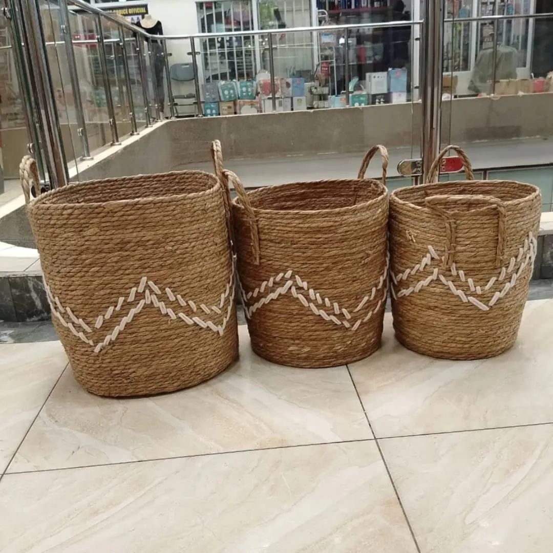Set of 3 Stackable handmade storage baskets