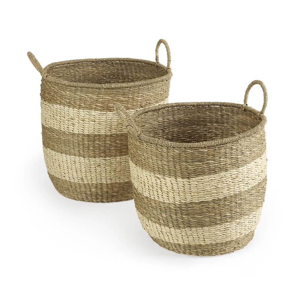 Set of Two 18" Brown Wicker Baskets